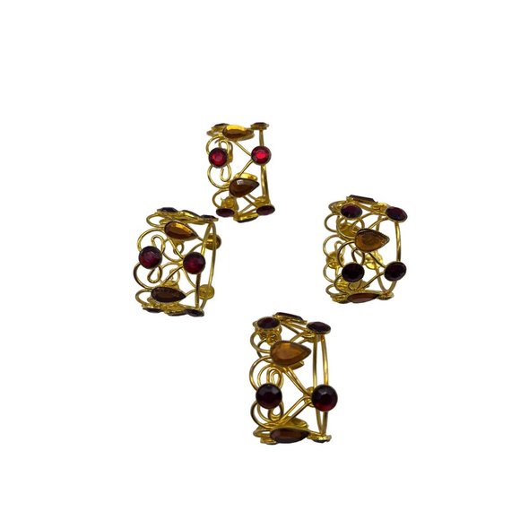 4 Goldstone Jeweled Napkin Holders - Picture 6 of 10